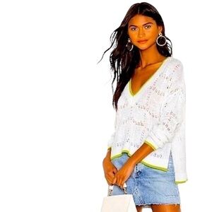 Elliot Preppy V-Neck Tennis Sweater, Academia, Distressed, Club, Old Money, S